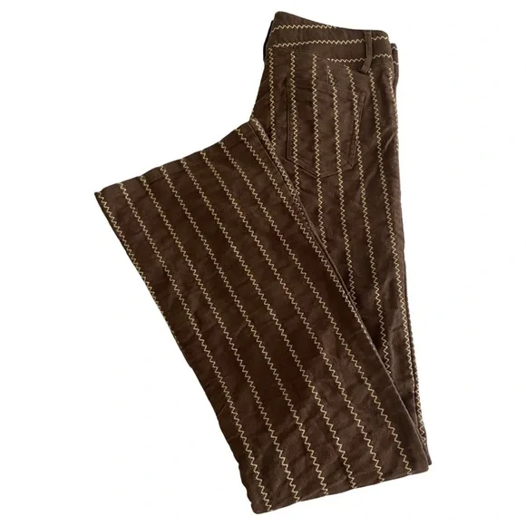 ❌ SOLD ❌ ALICE + Olivia Embroidered Flare Trousers Brown Size 6 - Picture 1 of 8